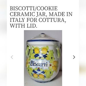 Italian Made Biscotti/Cookie Ceramic Jar Made in Italy by Cottura